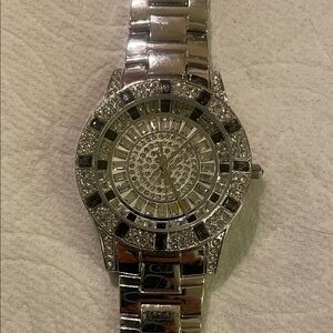 Victoria Wieck Silver Watch with Crystal Accents